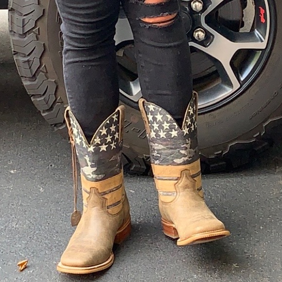 Tin Haul Shoes Tin Haul New Freedom Isnt Free Flag Camo Boots